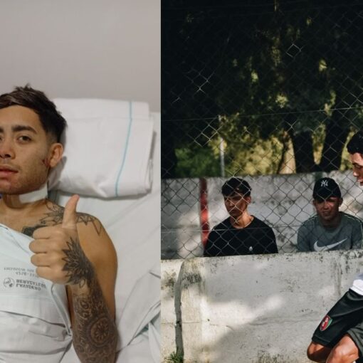 Imagen 1: el día después de la golpiza en Alejandro Korn. Imagen 2: cicatriz de la segunda operación.