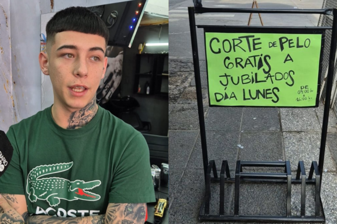 El joven de Lomas de Zamora corta pelo gratis a los jubilados desde mitad de año.