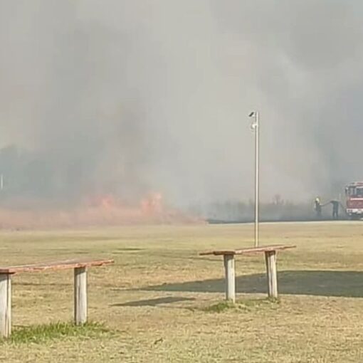 Se calcula que el incendio en el viejo basural de San Vicente se extendió por más de mil metros cuadrados.