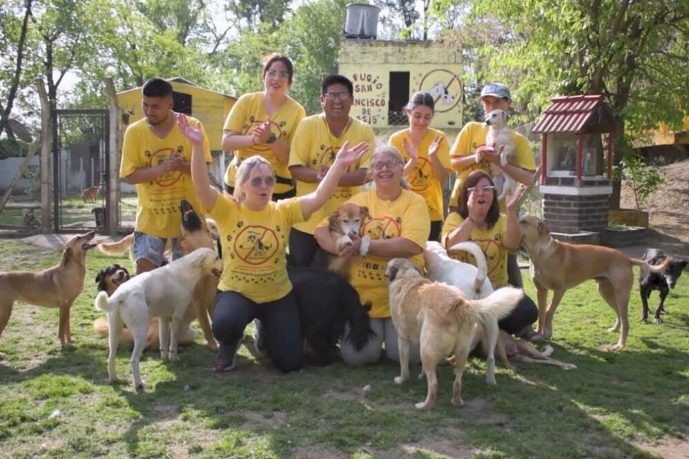 Patricia, presidenta del refugio San Francisco de Asís, con parte de los perros rescatados por la organización de Lomas de Zamora.