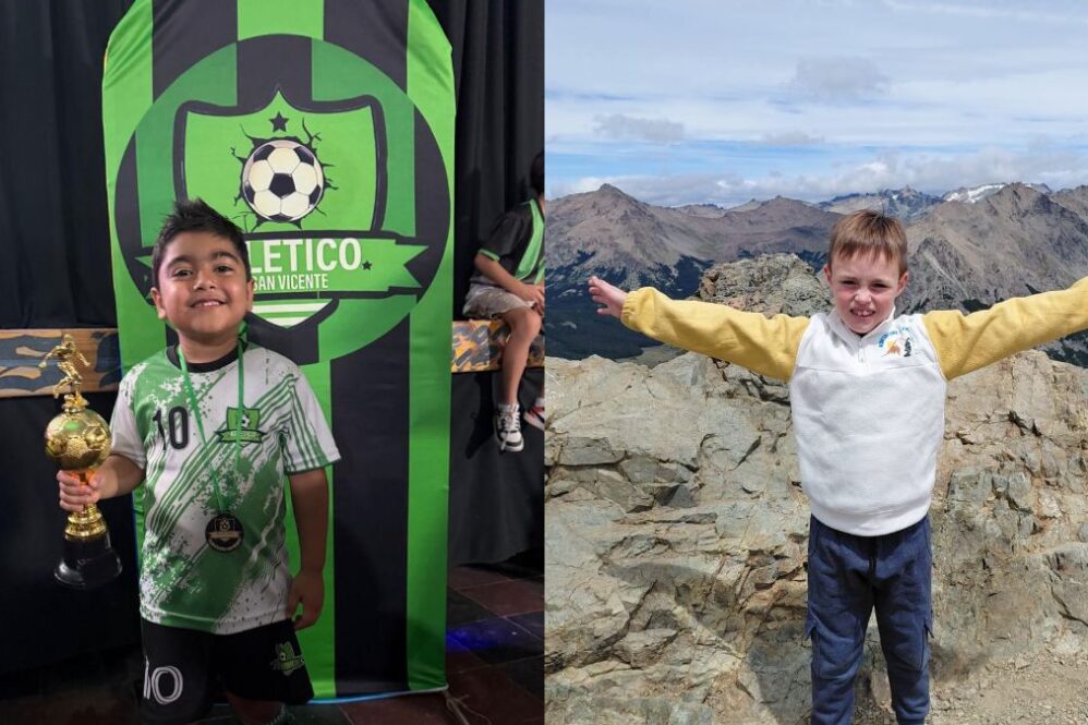Valentino, vecino de San Vicente, junto a sus padres antes del trasplante de riñón.
