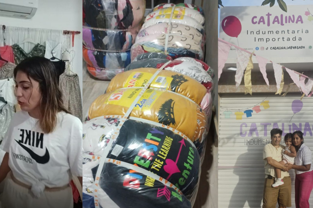 La emprendedora de San Vicente vende ropa importada en fardos a través de transmisiones en vivo en Facebook.