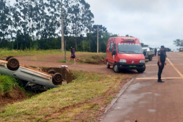 Despiste en Ruta 14 en San Pedro y ocupante ilesa 2 Despiste en Ruta 14 en San Pedro y ocupante ilesa