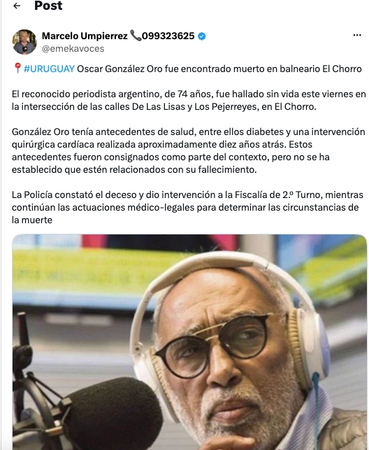 Lugar donde hallaron a González Oro muerto en la calle 2 Lugar donde hallaron a González Oro muerto en la calle