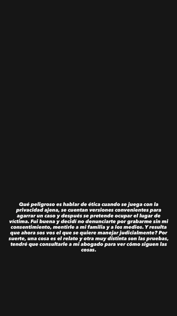 Candela Arizaga responde por grabación sin consentimiento con Facundo Moyano 2 Candela Arizaga apuntó contra su ex abogado Diego Storto. Foto: IG.
