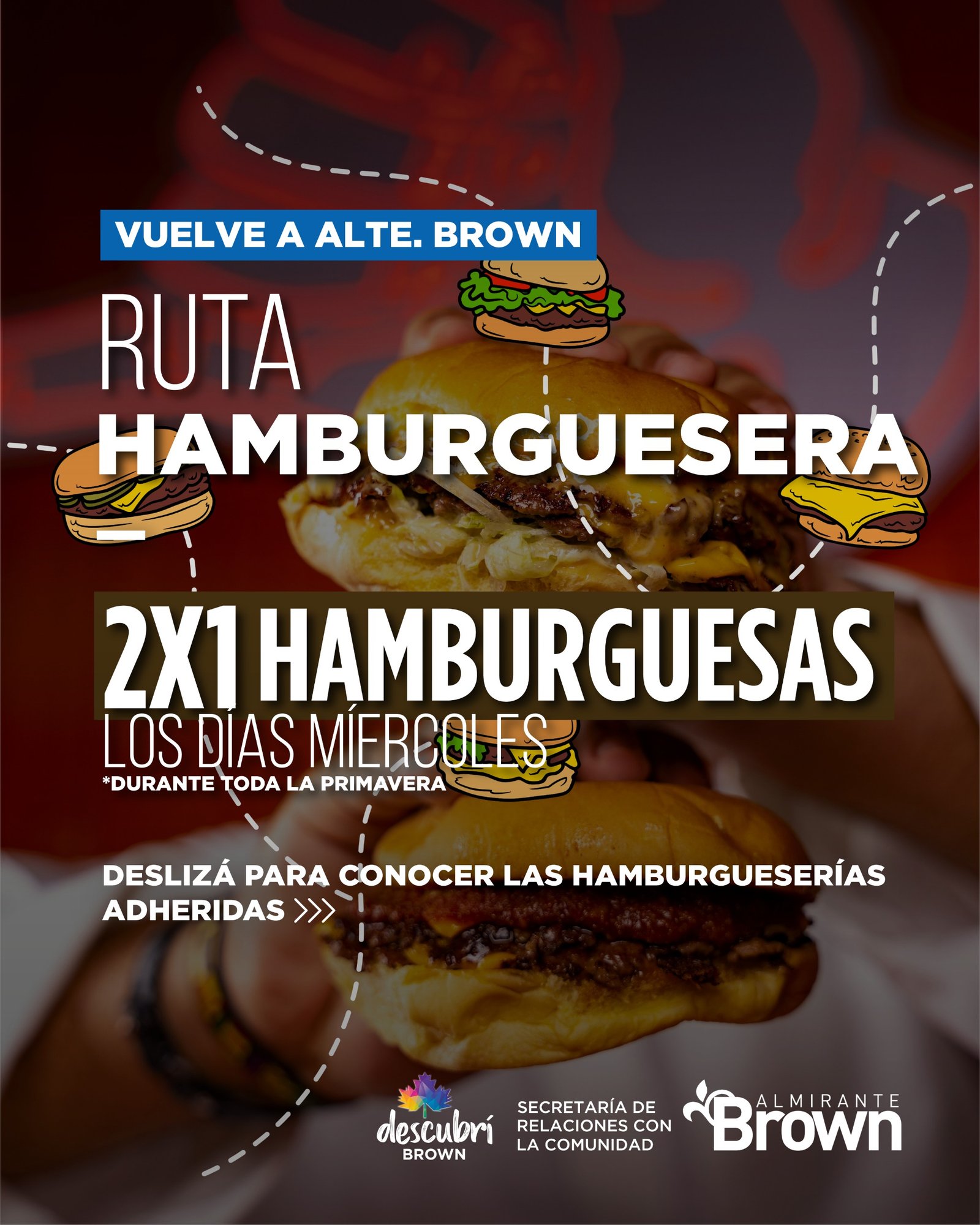 Vuelve el 2×1 en hamburguesas los miércoles de primavera en Almirante Brown 2 Vuelve el 2×1 en hamburguesas los miércoles de primavera en Almirante Brown