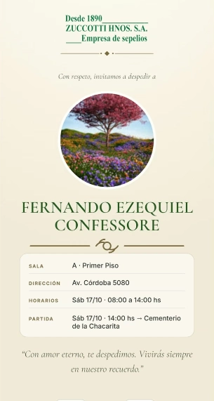 Mensaje emotivo de la familia de Fernando Confessore tras su muerte a los 58 años 2 Mensaje emotivo de la familia de Fernando Confessore tras su muerte a los 58 años