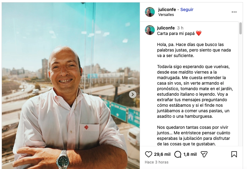Hija de Fernando Confessore publica carta íntima a días de la muerte de su padre 2 Hija de Fernando Confessore publica carta íntima a días de la muerte de su padre
