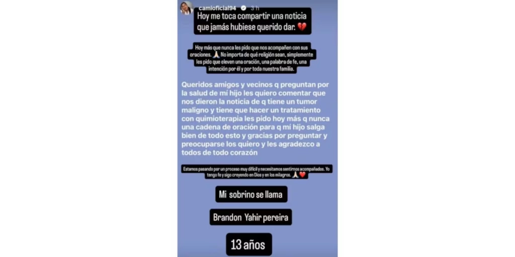 Camila Deniz anuncia tumor maligno y quimioterapia 2 Camila Deniz anuncia tumor maligno y quimioterapia