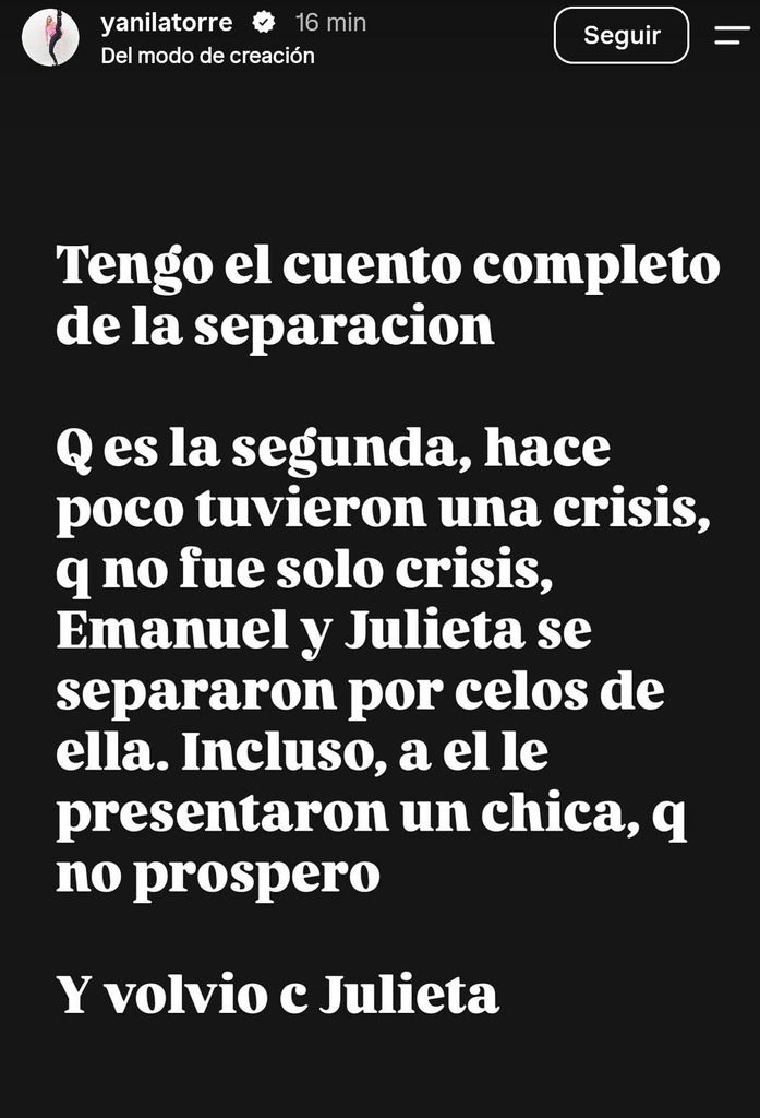 Yanina Latorre culpa a Julieta Prandi por su ruptura con Emanuel Ortega 2 Yanina Latorre culpa a Julieta Prandi por su ruptura con Emanuel Ortega